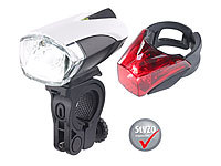 KryoLights LED-Fahrradlampe FL-211 & Rücklicht mit Akku, StVZO-zugelassen; LED-Akku-Taschenlampen mit USB-Powerbank LED-Akku-Taschenlampen mit USB-Powerbank 