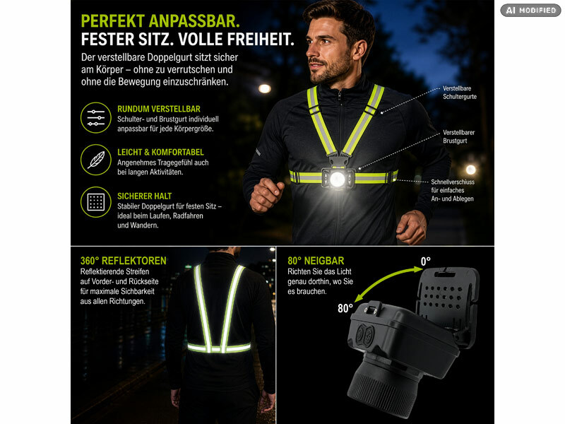 ; Akku-Stirnlampen mit LED-Band, Spotlight und farbigem Licht Akku-Stirnlampen mit LED-Band, Spotlight und farbigem Licht