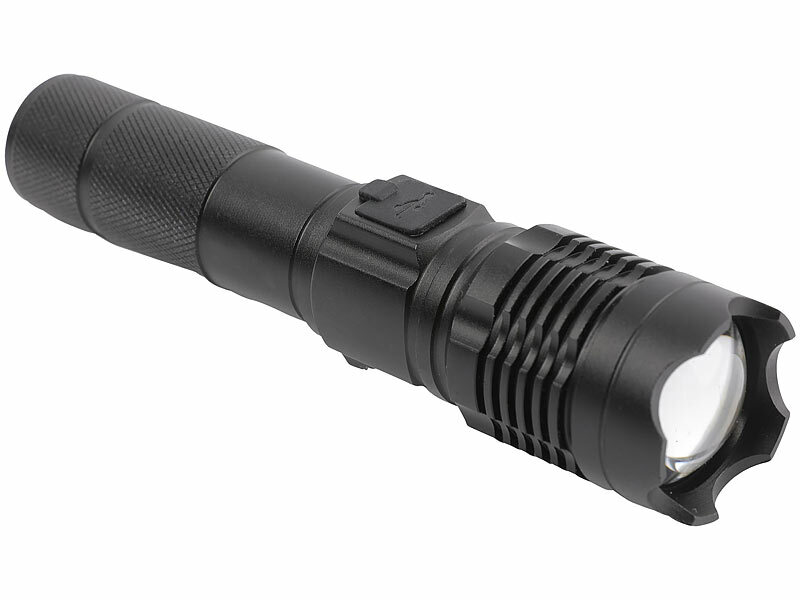 ; LED-Akku-Taschenlampen mit USB-Powerbank 