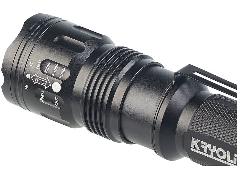 KryoLights Cree-LED-Taschenlampe Police TRC-140.akku 840 Lumen IP65 10W 