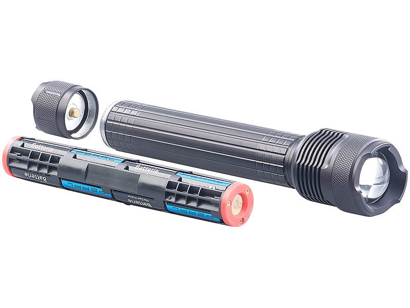 ; LED-Akku-Taschenlampen mit USB-Powerbank 