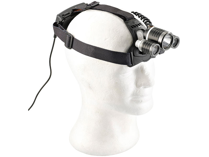 ; Akku-Stirnlampen mit LED-Band, Spotlight und farbigem Licht Akku-Stirnlampen mit LED-Band, Spotlight und farbigem Licht 