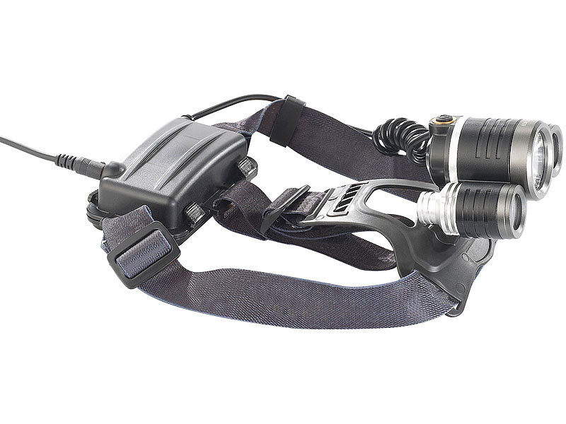 ; Akku-Stirnlampen mit LED-Band, Spotlight und farbigem Licht Akku-Stirnlampen mit LED-Band, Spotlight und farbigem Licht 
