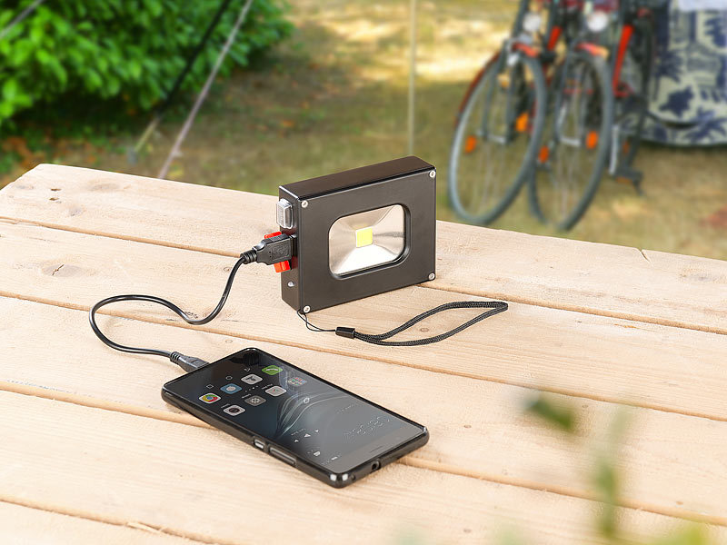 ; LED-Akku-Taschenlampen mit USB-Powerbank 