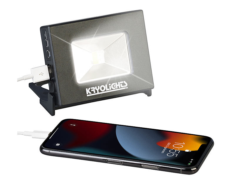 ; LED-Fluter mit Powerbanks 