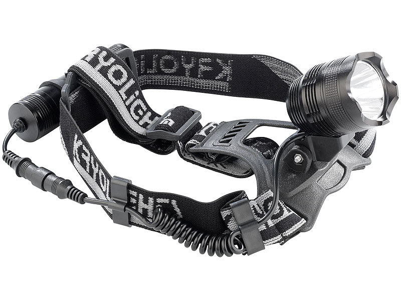 ; Akku-Stirnlampen mit LED-Band, Spotlight und farbigem Licht Akku-Stirnlampen mit LED-Band, Spotlight und farbigem Licht 