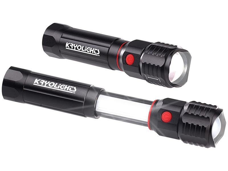 KryoLights 2in1-Taschenlampe & Arbeitsleuchte mit 2x 3-Watt-LED & Neodym- Magnet