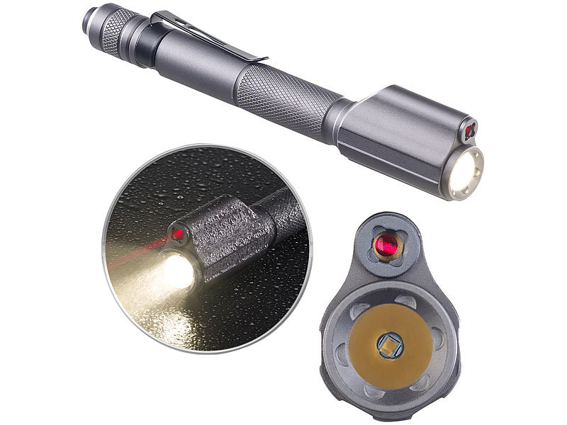 KryoLights 2in1-Profi-Pen-Light LED-Taschenlampe & Laser-Pointer 110 lm 3 W 