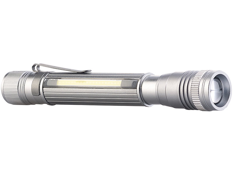Taschenlampe LED USB Aufladbar COB Zoombar Arbeitsleuchte mit 26650 Akku 