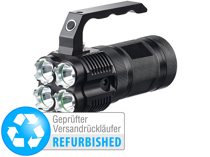 ; LED-Akku-Taschenlampen mit USB-Powerbank 