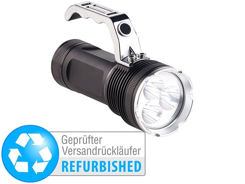 ; LED-Akku-Taschenlampen mit USB-Powerbank 