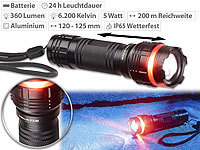 KryoLights Cree-LED-Taschenlampe mit Alu-Gehäuse, 5 Watt, 360 Lumen, IP65