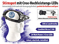 ; Akku-Stirnlampen mit LED-Band, Spotlight und farbigem Licht Akku-Stirnlampen mit LED-Band, Spotlight und farbigem Licht 