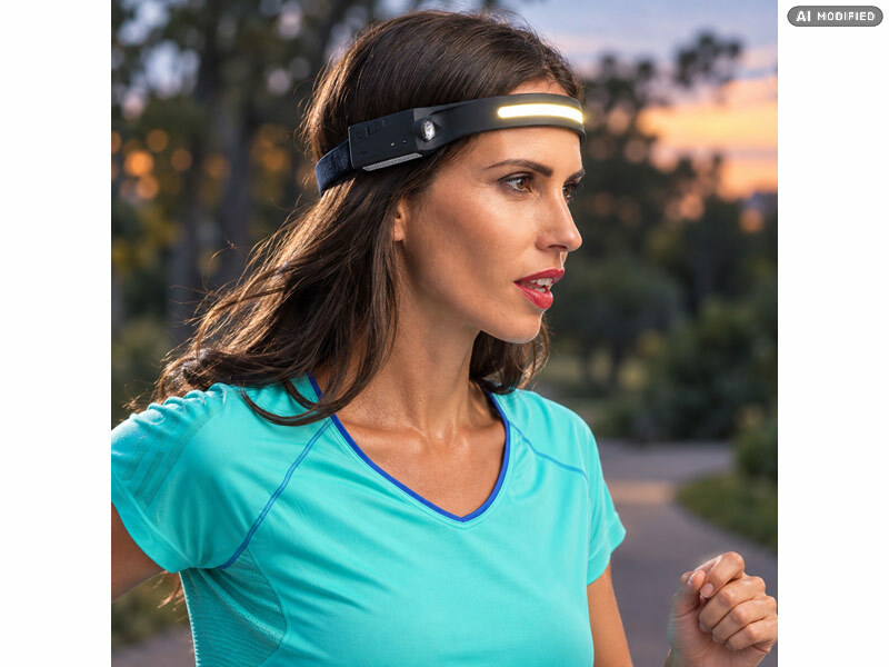 ; Akku-Stirnlampen mit LED-Band, Spotlight und farbigem Licht Akku-Stirnlampen mit LED-Band, Spotlight und farbigem Licht Akku-Stirnlampen mit LED-Band, Spotlight und farbigem Licht